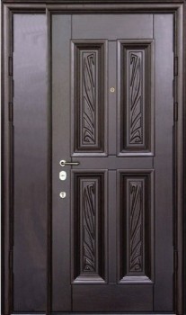 Двустворчатая металлическая дверь ДВ-1245 с массивом с двух сторон