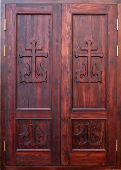 Двухстворчатая входная дверь ДВ-1246 с массивом с двух сторон