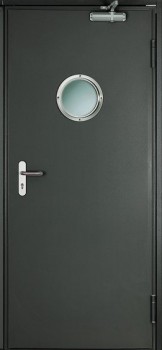 Однопольная металлическая дверь c простым окрасом с двух сторон OP-1514