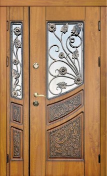 Стальная дверь в коттедж KJ-1302 отделка массивом, цена 71 610  руб.