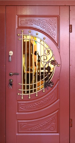 Металлическая дверь в коттедж с отделкой массивом KJ-1305, цена 65 450  руб.