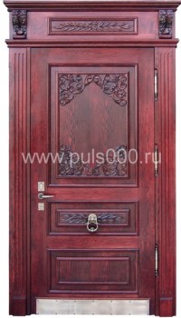 Стальная дверь в коттедж с отделкой массивом KJ-1698
