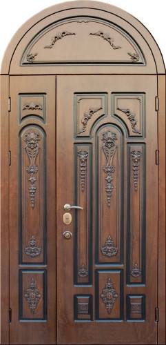 Металлическая дверь для коттеджа KJ-1277 с отделкой массивом, цена 100 100  руб.