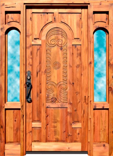 Металлическая дверь в коттедж с отделкой массивом KJ-1278, цена 113 575  руб.