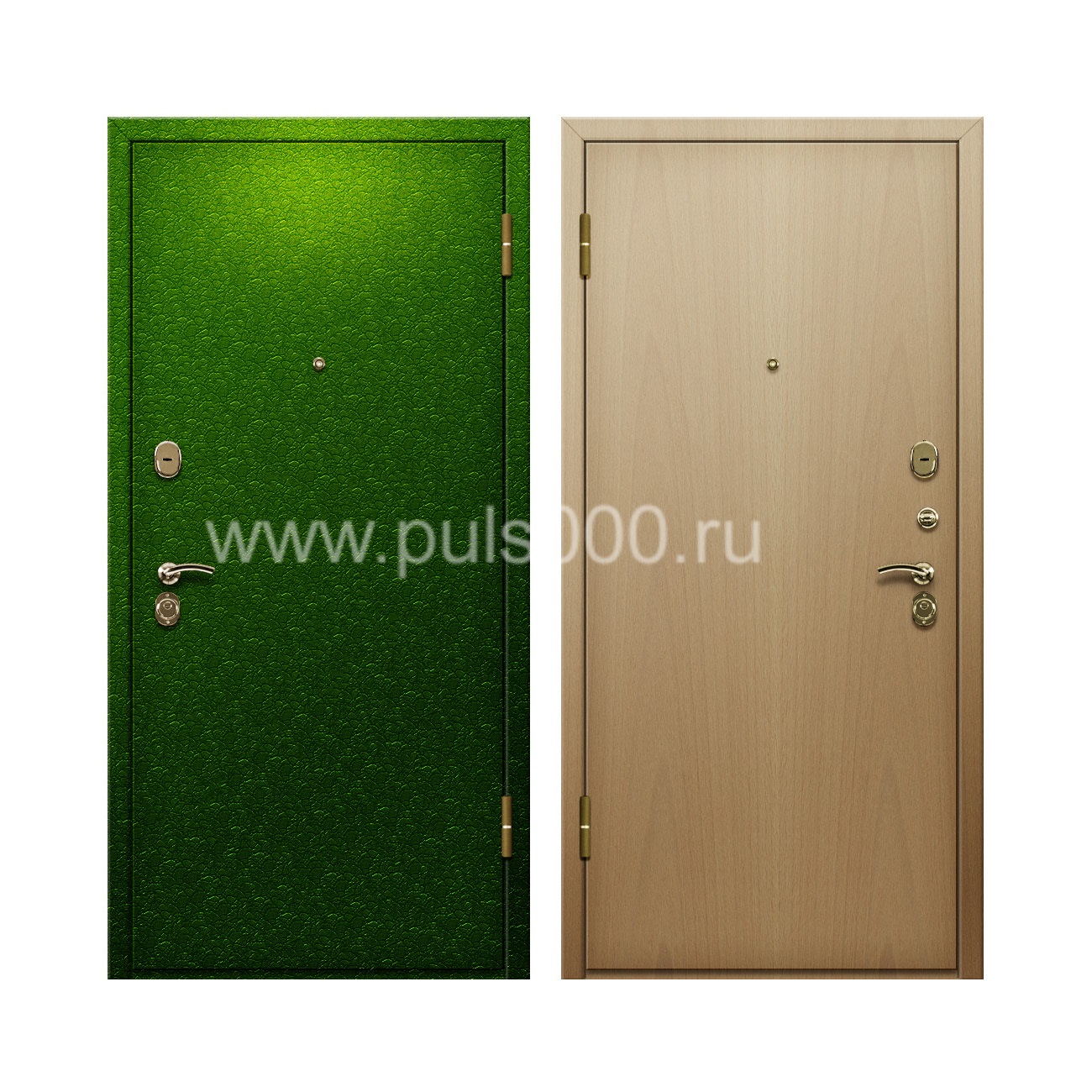 Входная дверь с отделкой порошковым напылением + ламинат PR-65, цена 20 000  руб.