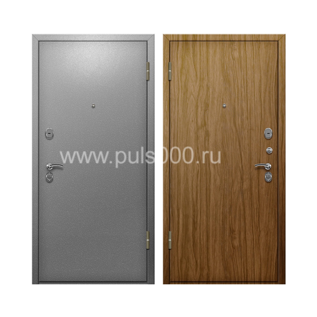 Входная дверь с серым порошковым окрасом + ламинат внутри PR-81