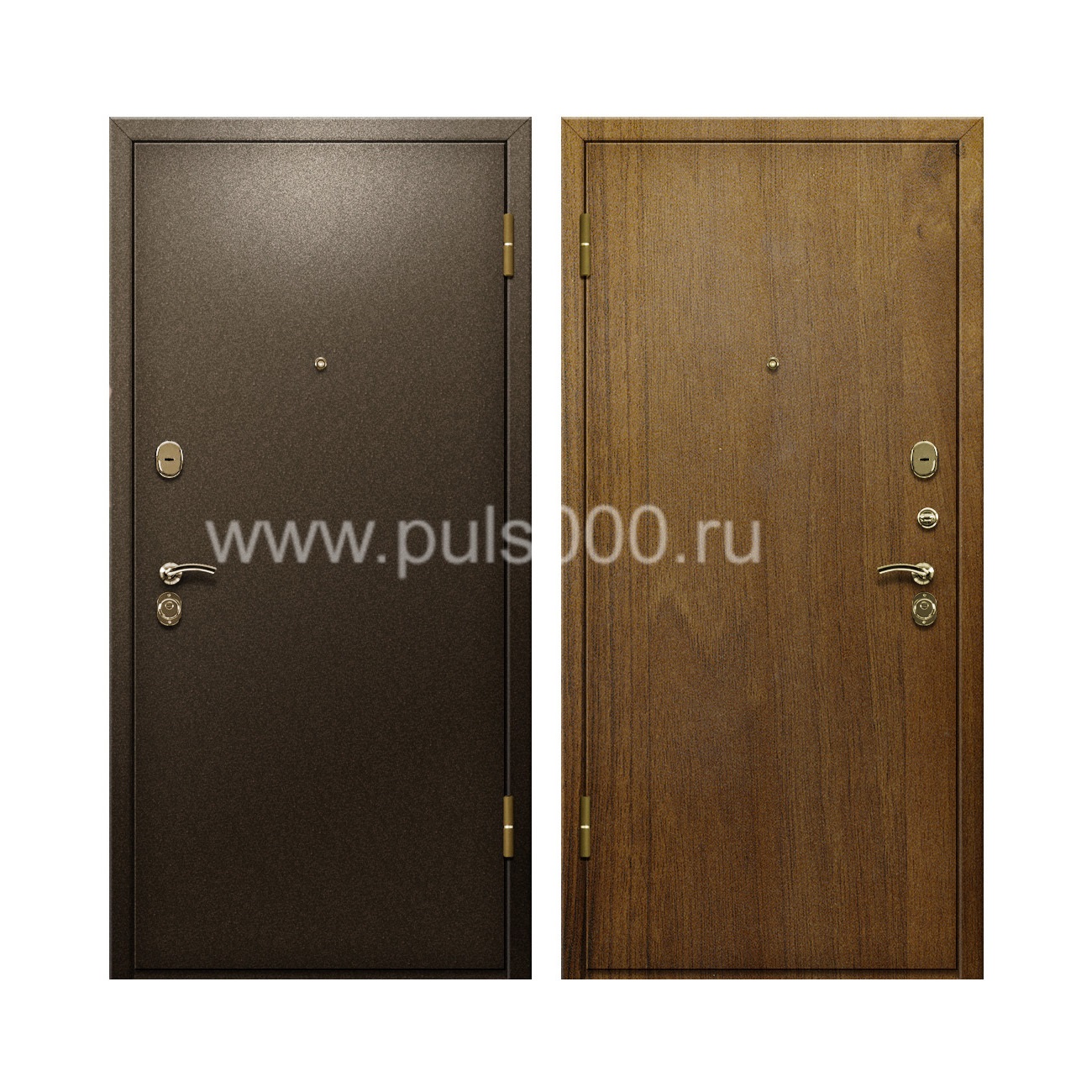 Входная дверь с окрасом из порошка и отделкой ламинатом PR-90, цена 20 000  руб.