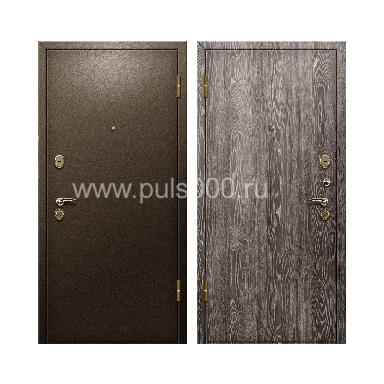 Входная дверь с отделкой из темного порошка + ламинат PR-93