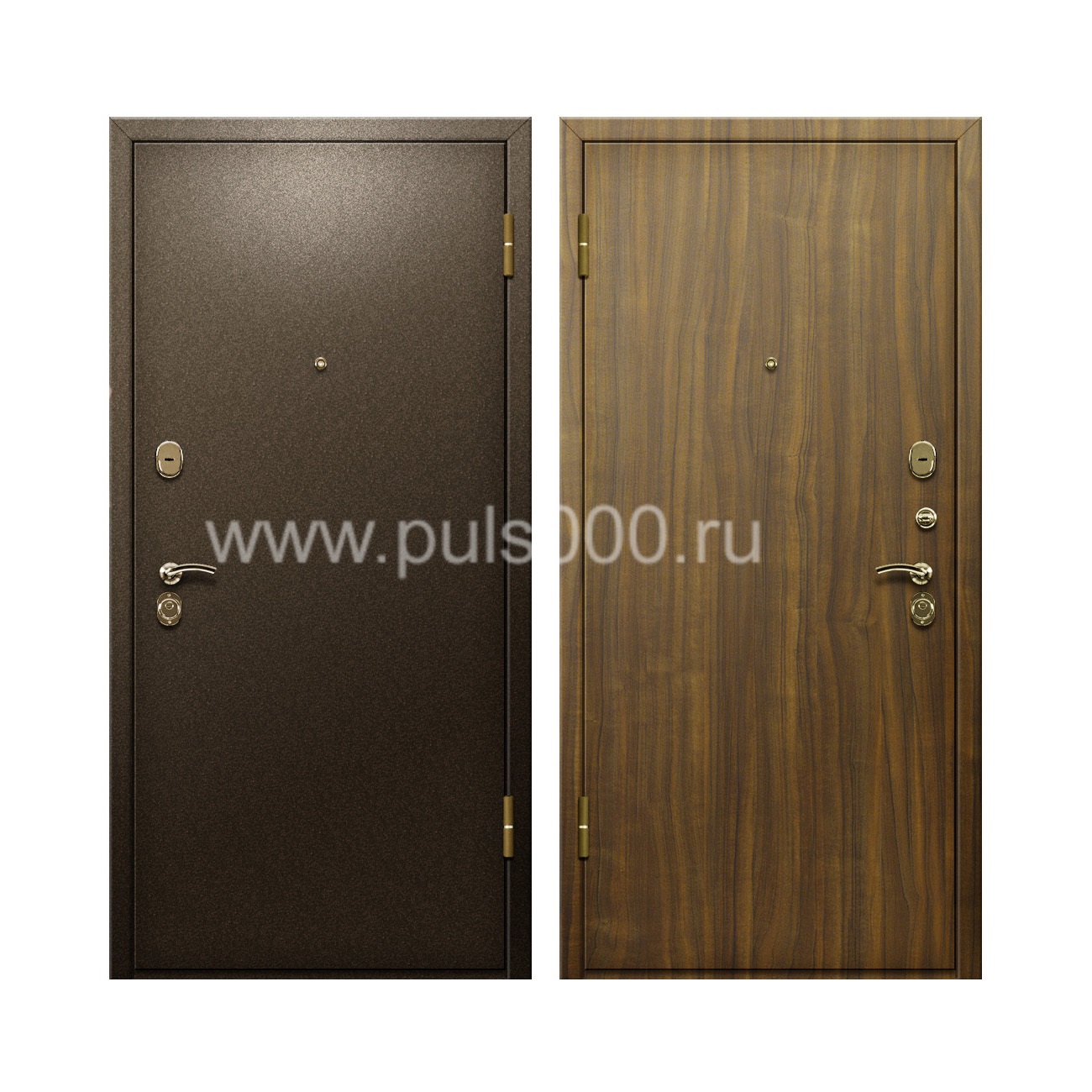 Входная дверь с коричневым порошковым покрытием и ламинатом PR-94