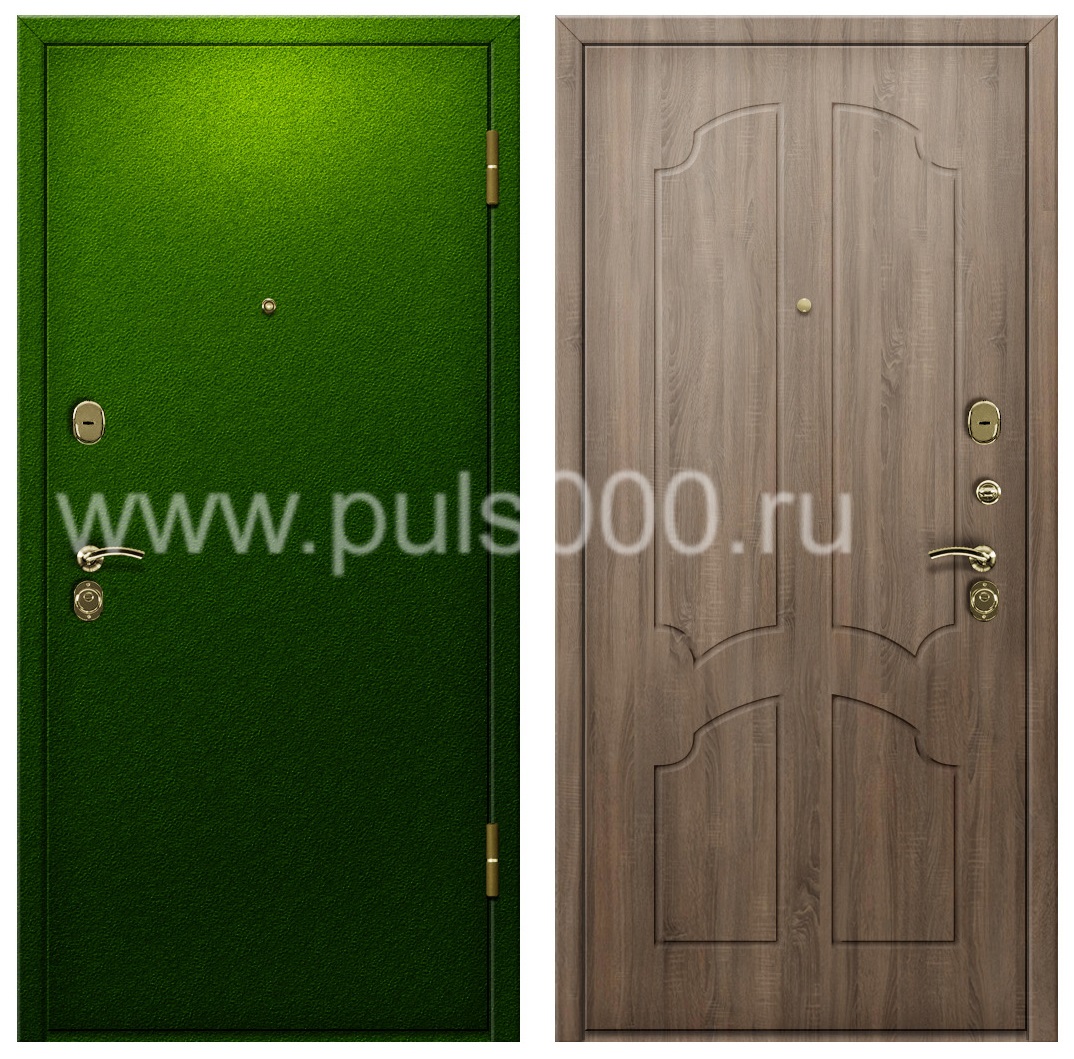 Зеленая утепленная дверь для загородного дома PR-930
