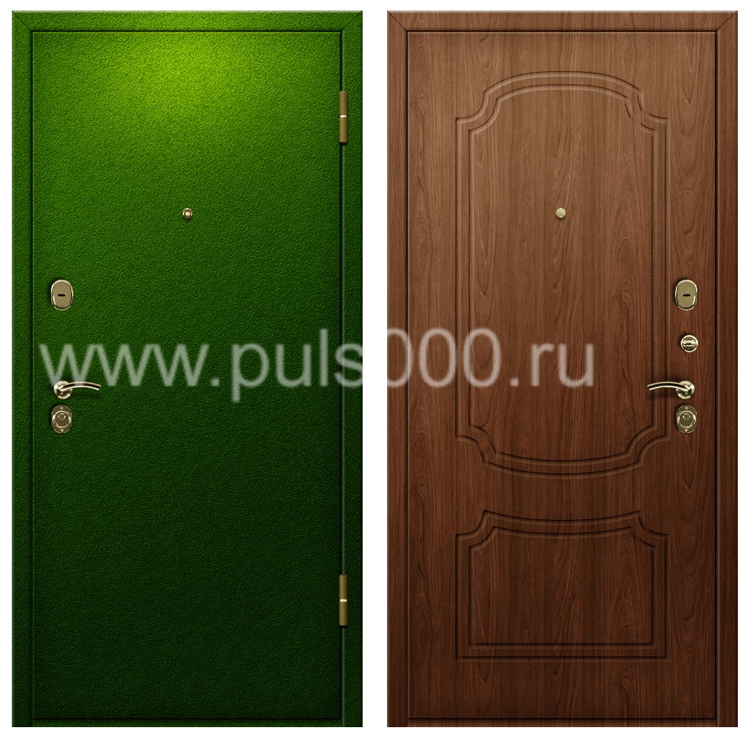 Входная зеленая утепленная дверь для загородного дома PR-929