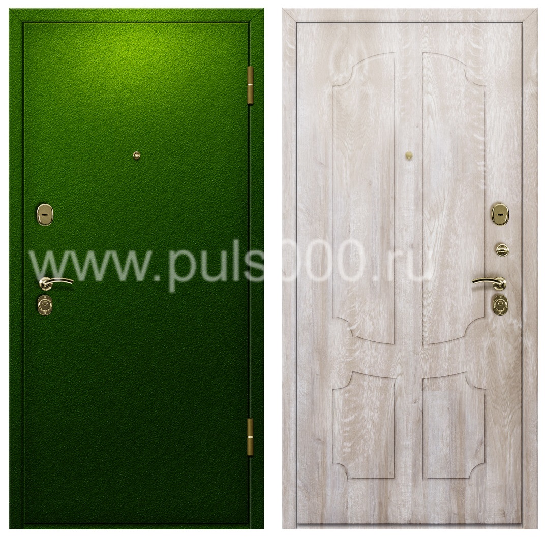 Входная дверь в квартиру стальная зеленая с утеплителем PR-924