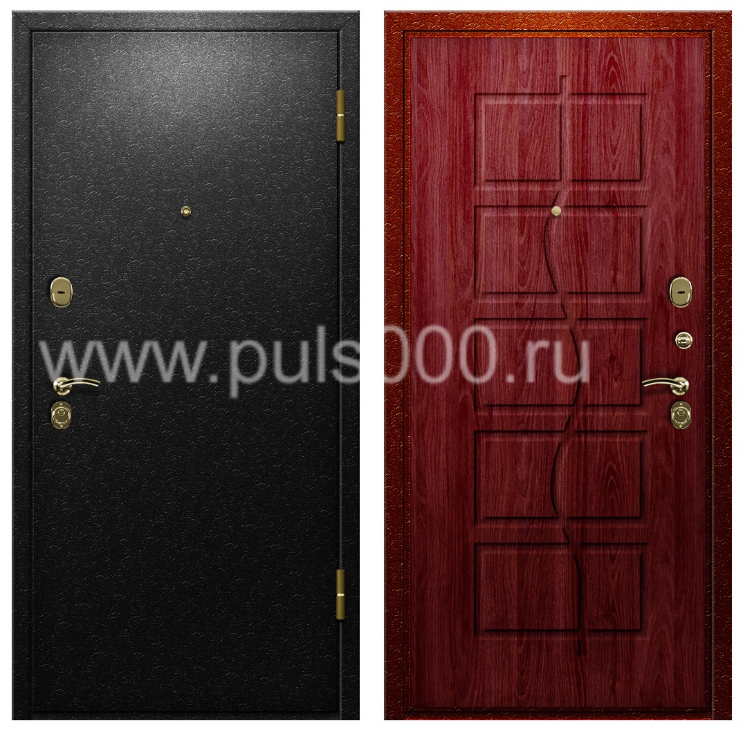 Дверь квартирная входная темная с порошковым покрытием и МДФ PR-913
