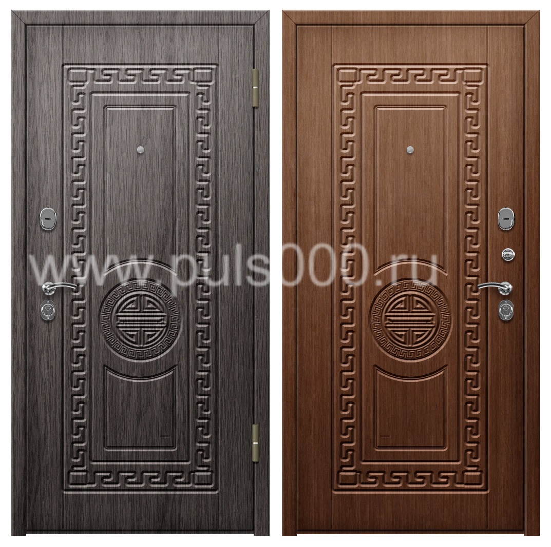 Темная входная дверь с виноритом в коттедж PR-1006, цена 30 800  руб.
