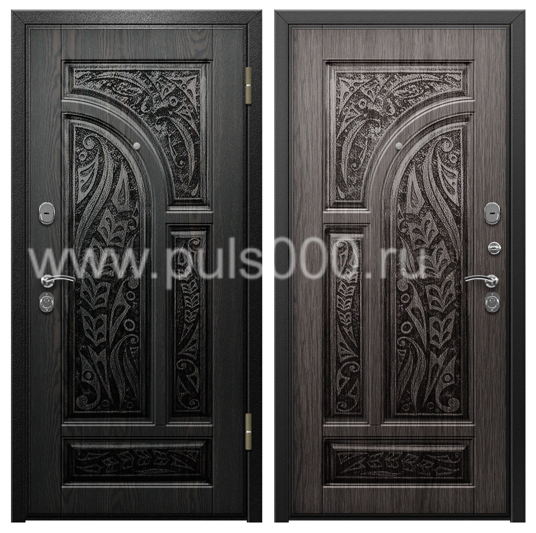 Стальная наружная дверь с виноритом для загородного дома PR-969