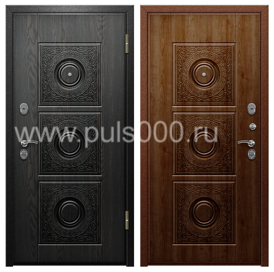 Темная уличная дверь с виноритом в коттедж PR-963, цена 26 700  руб.