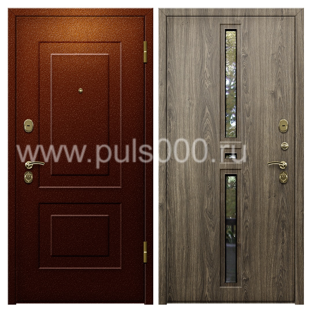 Входная дверь с порошоковым окрасом и зеркалом в коттедж PR-1104, цена 27 000  руб.