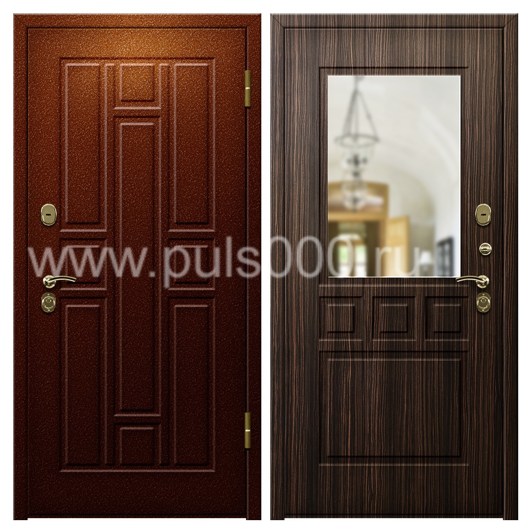 Железная дверь с зеркалом и утеплителем в квартиру PR-1093, цена 26 000  руб.
