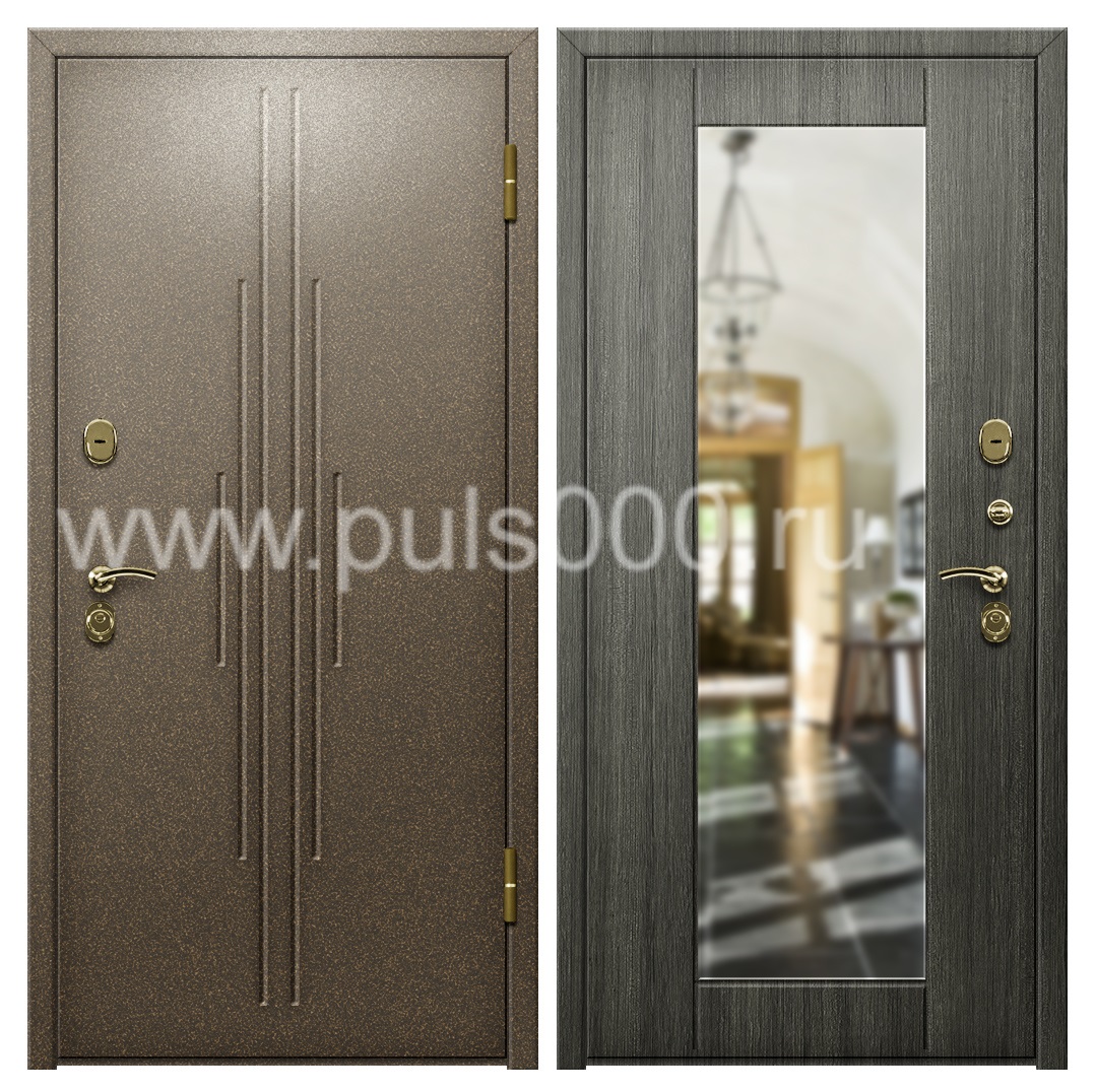 Наружная дверь с порошковым окрасом и МДФ в коттедж PR-1087