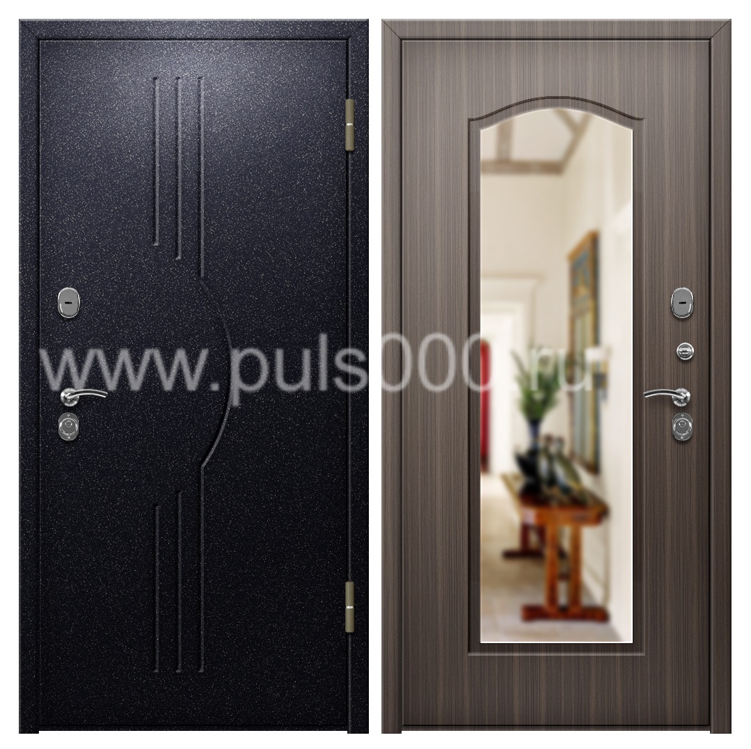 Темная входная дверь с шумоизоляцией в квартиру PR-1043