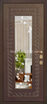 Стальная дверь с зеркалом ZER-1257 с массивом и МДФ