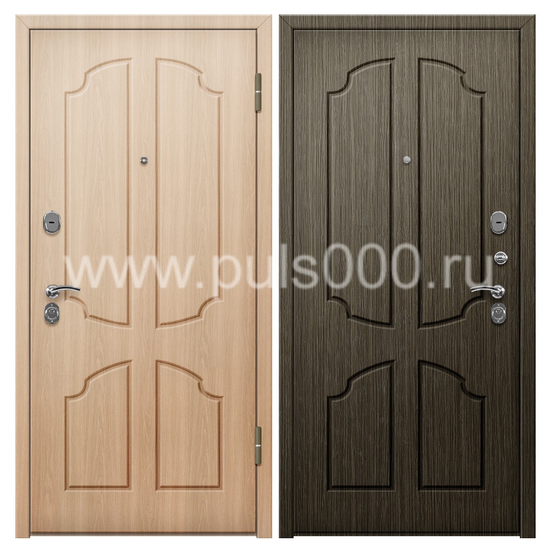 Входная дверь уличная с МДФ и шпонированным МДФ в коттедж MDF-202, цена 25 000  руб.