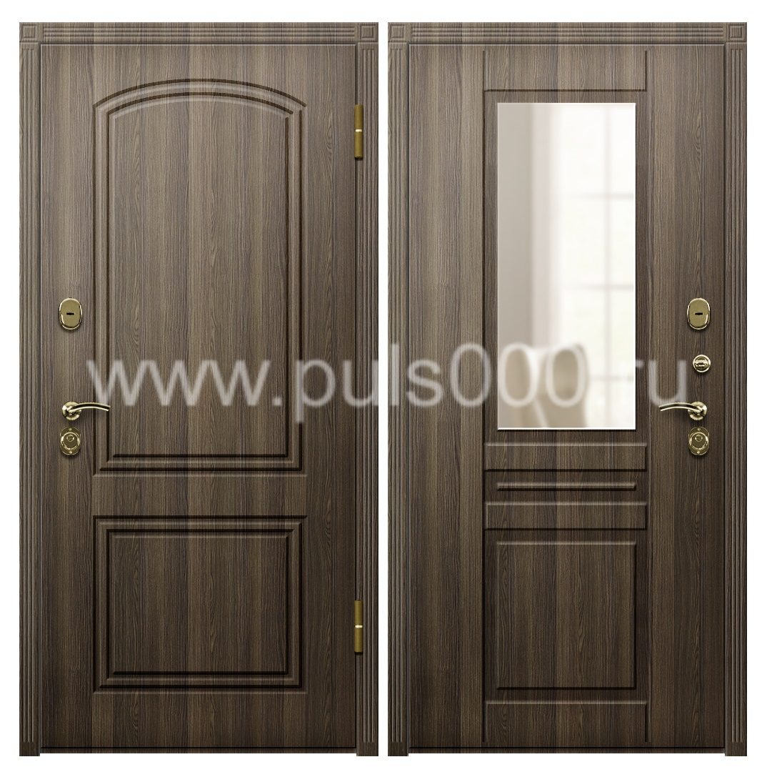 Входная дверь с зеркалом, МДФ и МДФ в коттедж MDF-75, цена 28 000  руб.