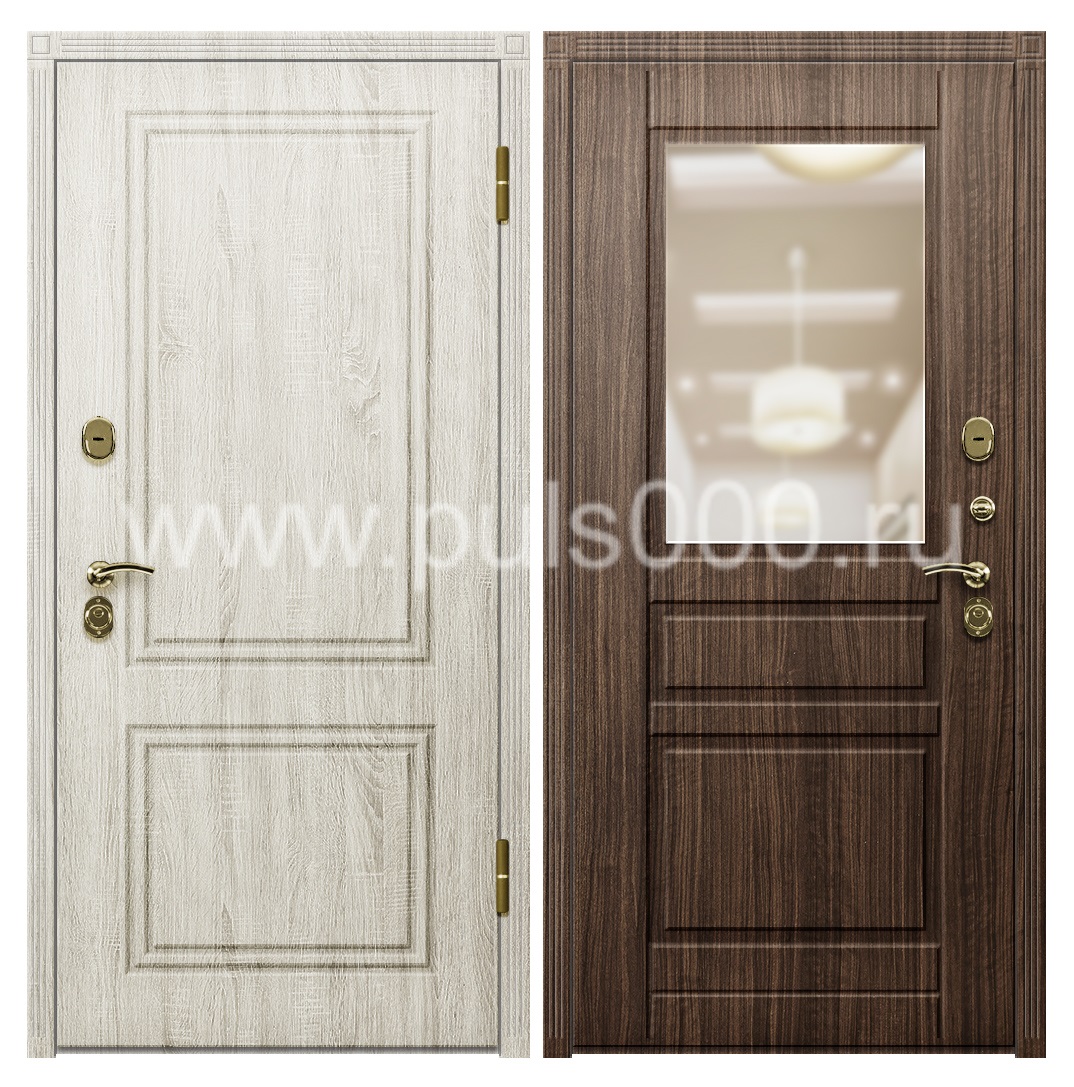 Входная дверь с зеркальными вставками и утеплителем в квартиру MDF-67, цена 27 000  руб.