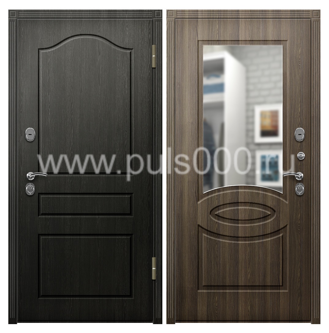 Входная наружная дверь с зеркалом в коттедж MDF-56, цена 28 000  руб.