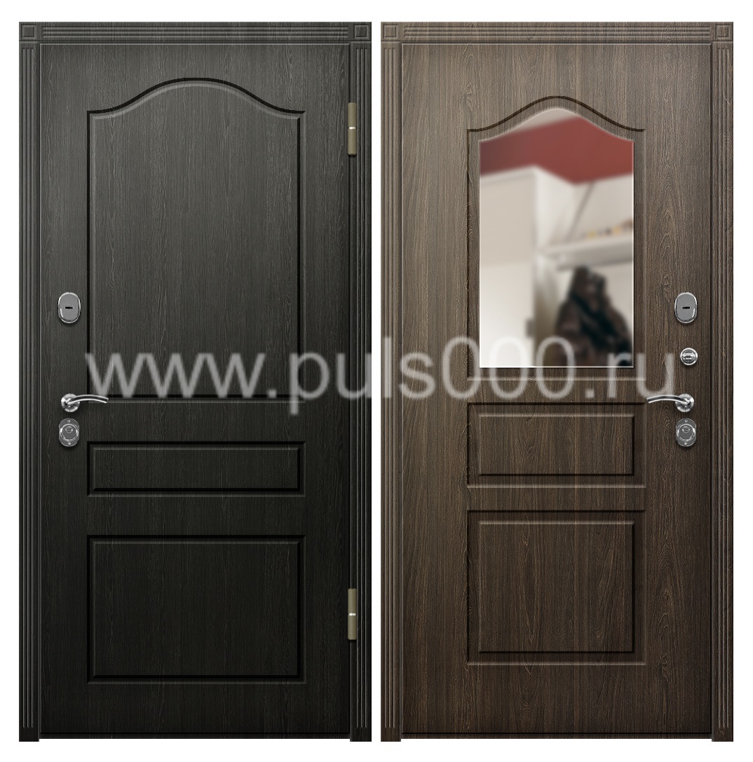 Входная дверь наружная светлая с зеркалом в коттедж MDF-55, цена 28 000  руб.