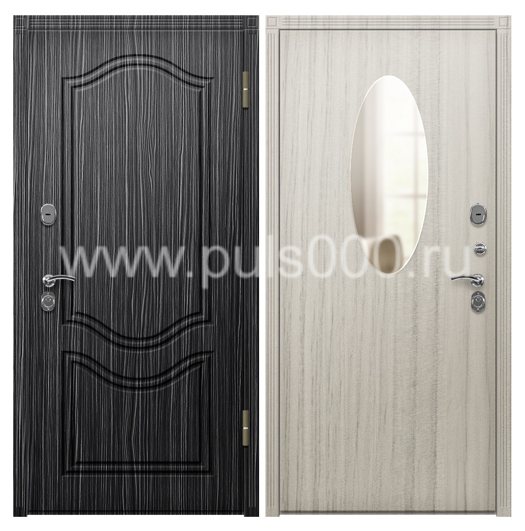 Металлическая уличная дверь с зеркалом в коттедж MDF-29, цена 20 000  руб.