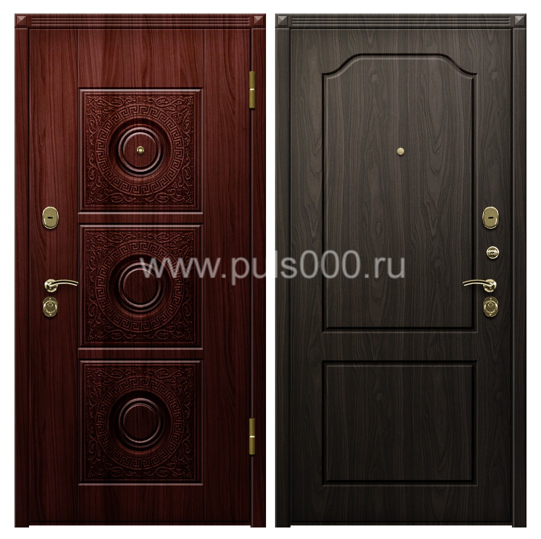 Темная входная дверь с отделкой винорит в коттедж VIN-51, цена 28 490  руб.