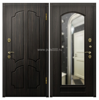 Дверь в квартиру металлическая МДФ с зеркалом венге MDF-304