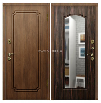 Дверь в квартиру входная МДФ с зеркалом орех зебрано MDF-316, цена 20 000  руб.
