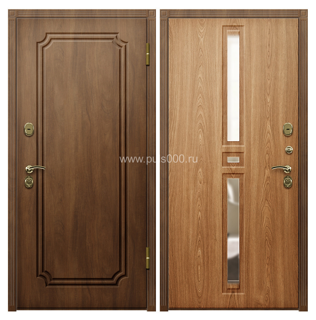 Дверь в квартиру металлическая МДФ с зеркалом орех бук MDF-317, цена 24 700  руб.