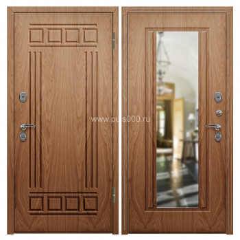 Дверь квартирная входная МДФ шпонированный с зеркалом бук MDF-318, цена 27 000  руб.