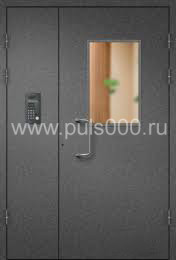 Металлическая подъездная дверь со стеклом и домофоном ПД-27