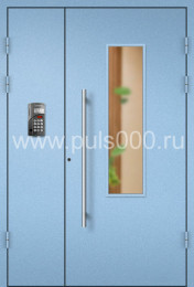 Железная дверь в подъезд со стеклом и домофоном ПД-118