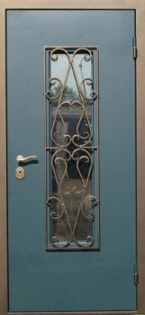 Стальные двери со стеклом с порошковым напылением ST-1198