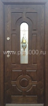 Металлические входные двери со стеклом массив дерева ST-1747