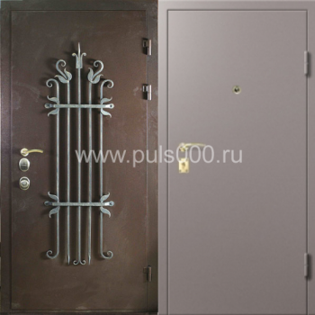 Входные металлические двери с ковкой и порошковым напылением KV-1731