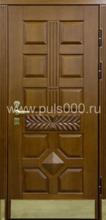 Стальная дверь из массива дерева с резьбой и порошковым окрасом MS-20, цена 61 000  руб.
