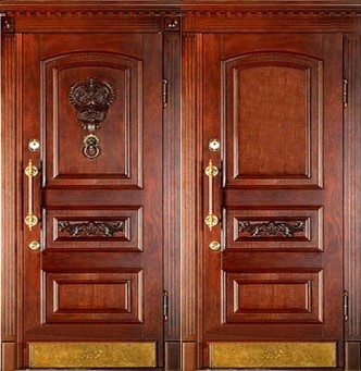 Стальная дверь из массива дерева с дверным молотком MS-37, цена 102 000  руб.