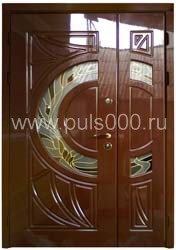 Входная парадная дверь ПР-4 с МДФ, резьбой и стеклом, цена 120 000  руб.