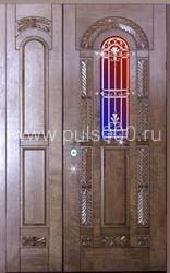 Парадная дверь для коттеджа ПР-24 из массива с остеклением, цена 120 000  руб.