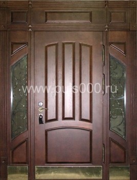 Стальная парадная дверь ПР-1 с отделкой массивом и стеклом