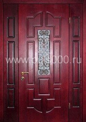 Парадная дверь из красного МДФ ПР-10 с ковкой