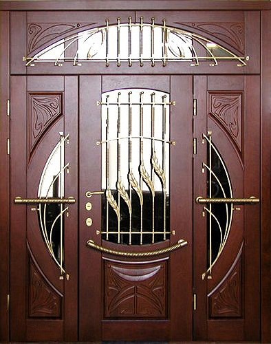 Входная парадная дверь из массива с ковкой и стеклом ПР-39, цена 120 000  руб.
