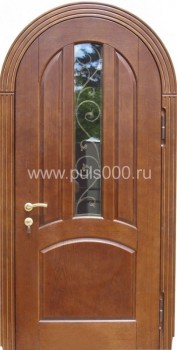 Стальная арочная дверь со стеклом и ковкой и с МДФ АР-29, цена 28 300  руб.