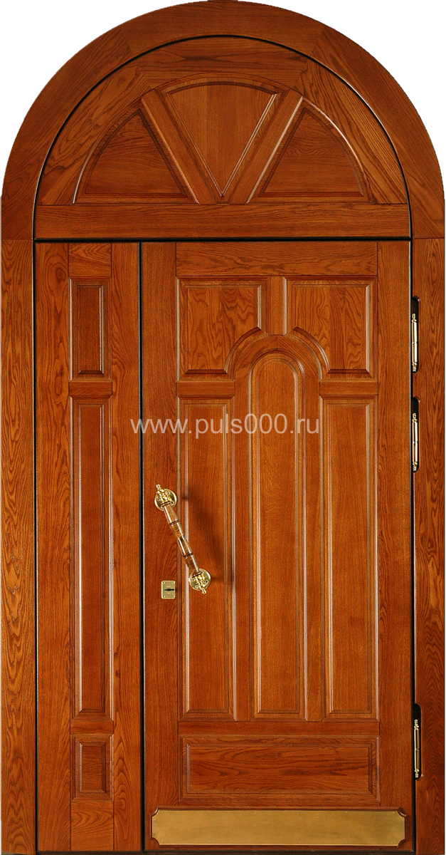 Входная двустворчатая арочная дверь АР-30 из массива с фрамугой, цена 55 000  руб.